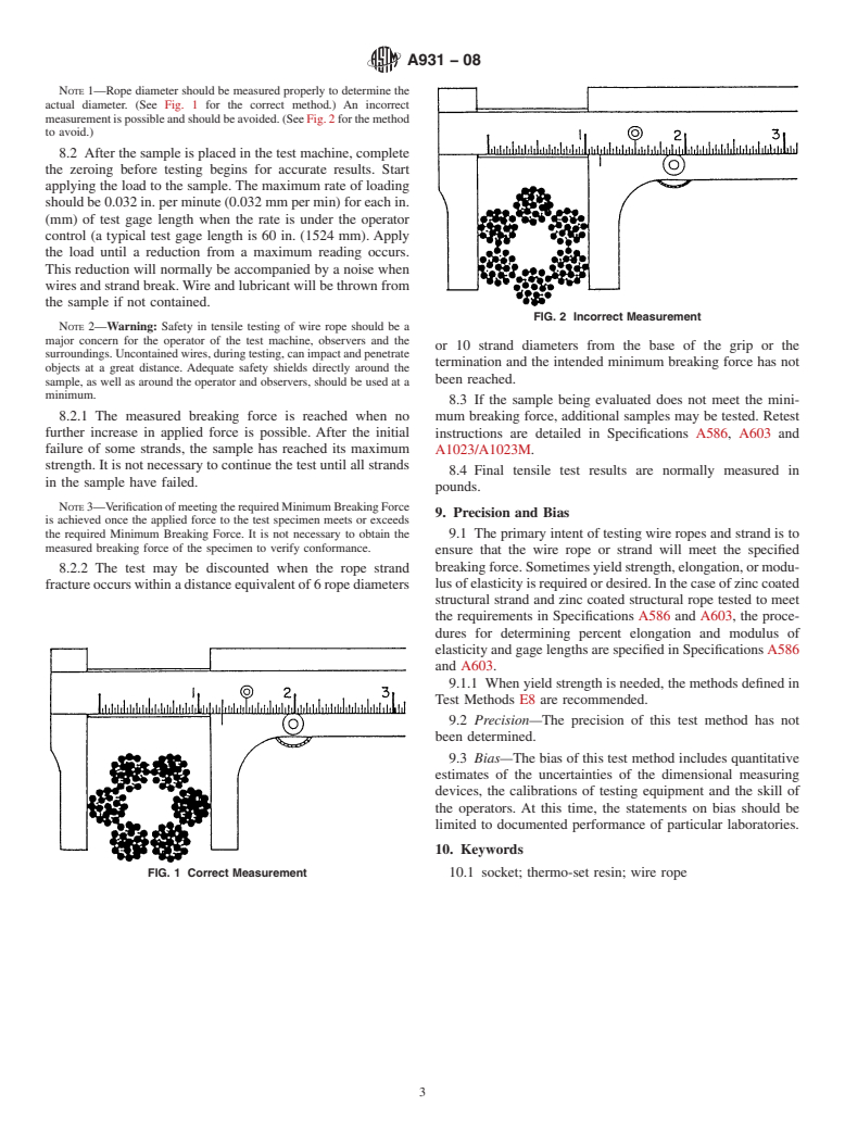 ASTM A931-08 - Standard Test Method for  Tension Testing of Wire Ropes and Strand