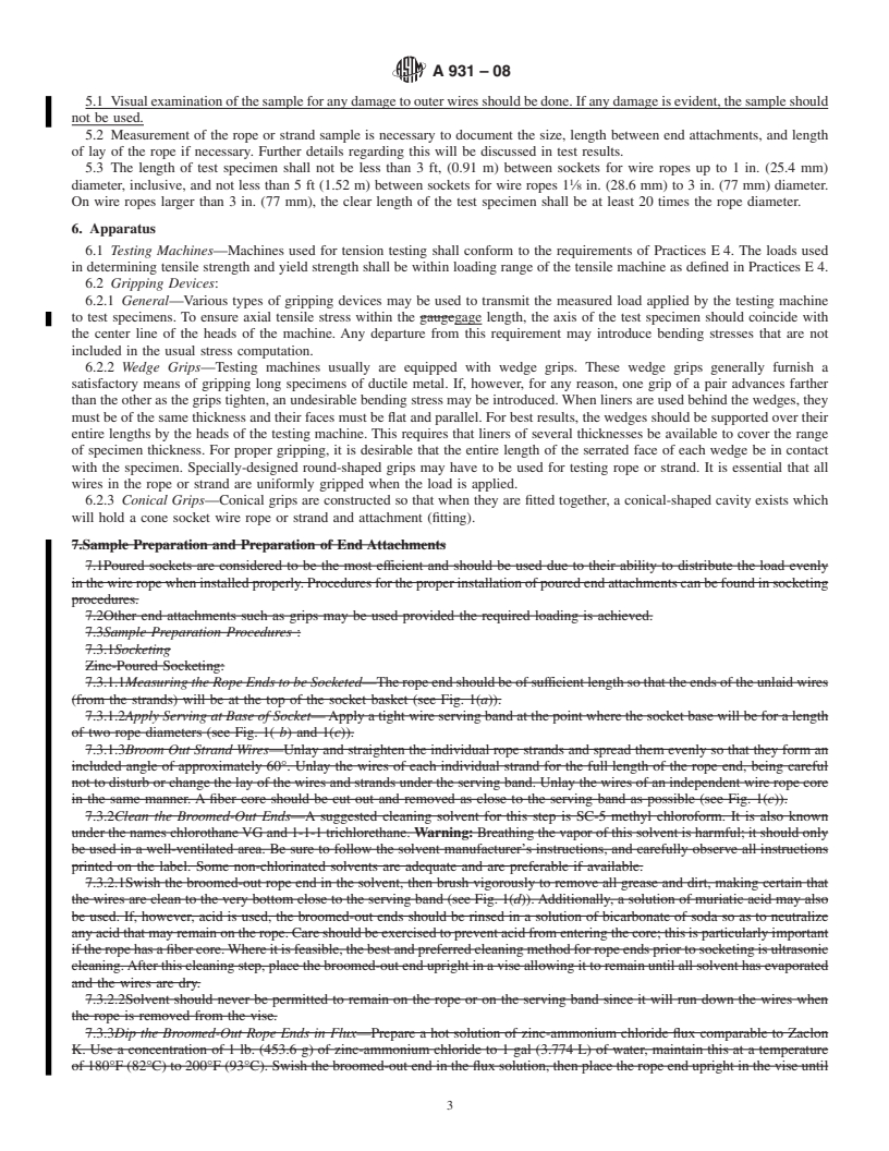 REDLINE ASTM A931-08 - Standard Test Method for  Tension Testing of Wire Ropes and Strand