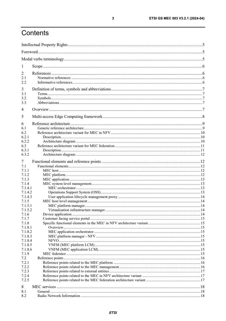 ETSI GS MEC 003 V3.2.1 (2024-04) ETSI GS MEC 003 V3.2.1 (2024-04) - Multi-access Edge Computing (MEC); Framework and Reference Architecture
