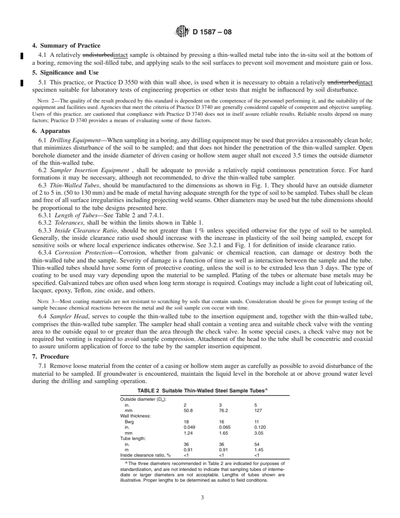 REDLINE ASTM D1587-08 - Standard Practice for  Thin-Walled Tube Sampling of Soils for Geotechnical Purposes