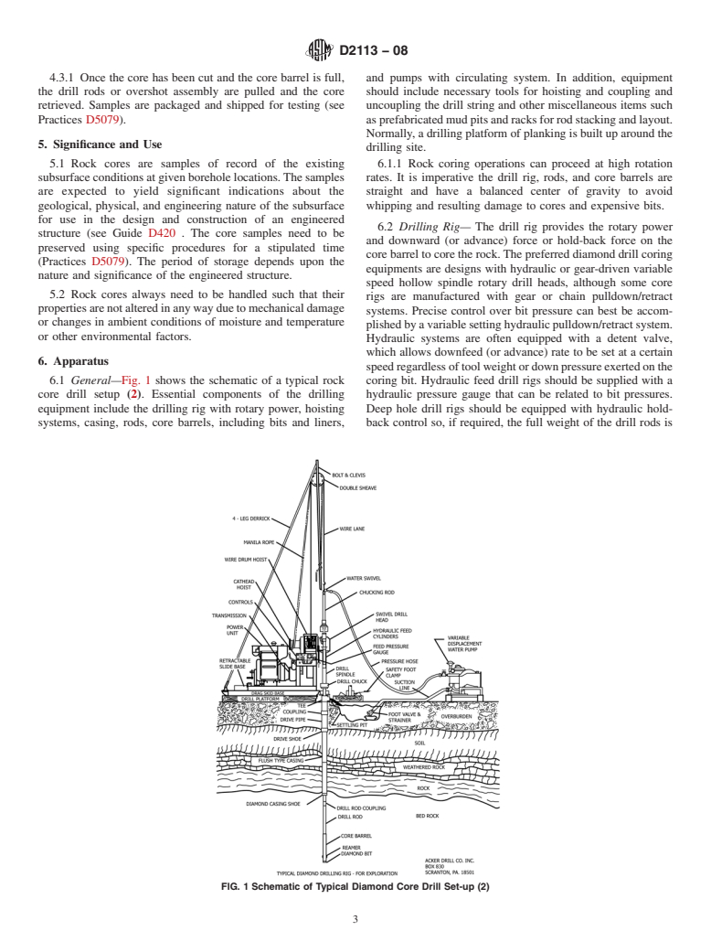 ASTM D2113-08 - Standard Practice for  Rock Core Drilling and Sampling of Rock for Site Investigation