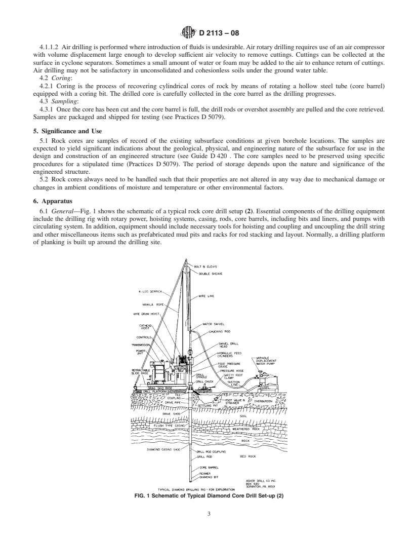 REDLINE ASTM D2113-08 - Standard Practice for  Rock Core Drilling and Sampling of Rock for Site Investigation