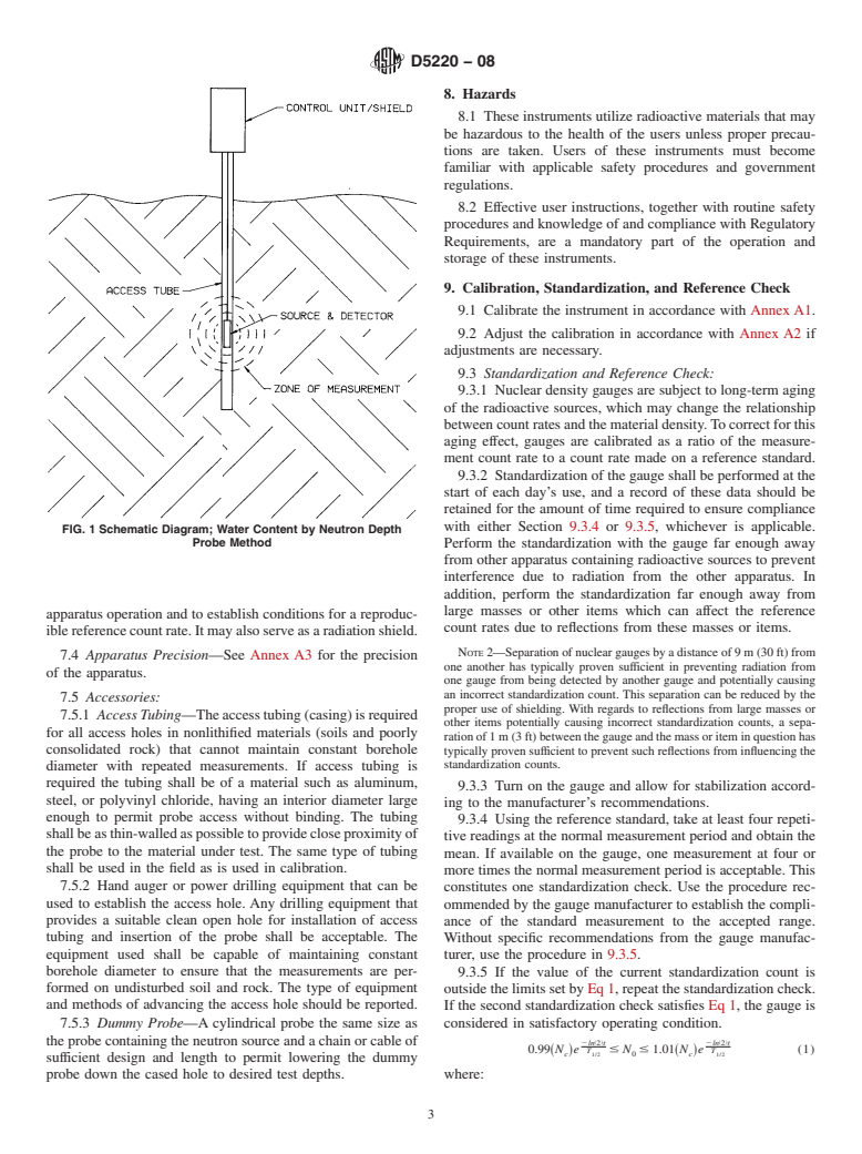 ASTM D5220-08 - Standard Test Method for  Water Mass per Unit Volume of Soil and Rock In-Place by the Neutron Depth Probe Method