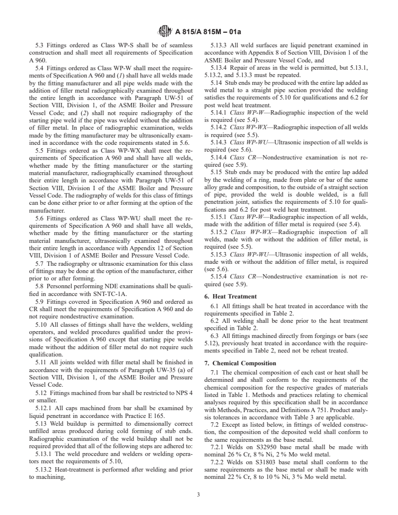 ASTM A815/A815M-01a - Standard Specification for Wrought Ferritic, Ferritic/Austenitic, and Martensitic Stainless Steel Piping Fittings