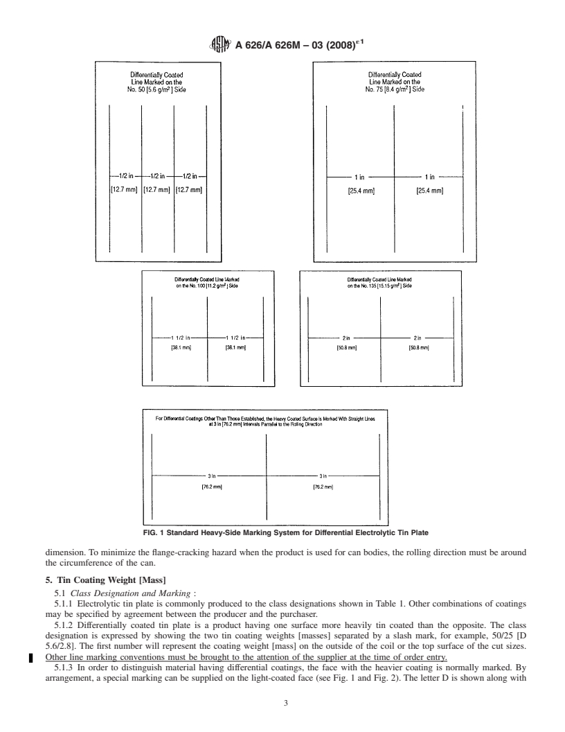 REDLINE ASTM A626/A626M-03(2008)e1 - Standard Specification for  Tin Mill Products, Electrolytic Tin Plate, Double Reduced