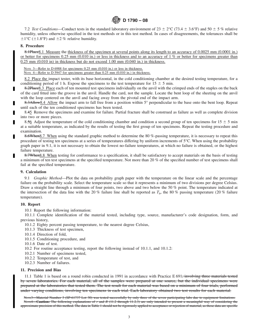 REDLINE ASTM D1790-08 - Standard Test Method for  Brittleness Temperature of Plastic Sheeting by Impact