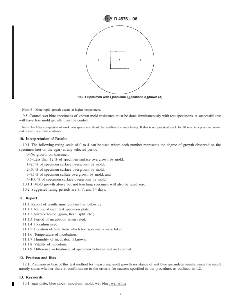 REDLINE ASTM D4576-08 - Standard Test Method for  Mold Growth Resistance of Wet Blue