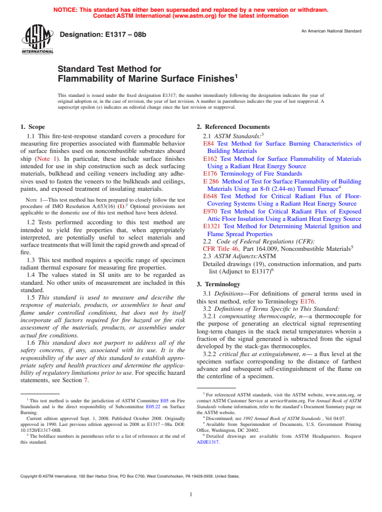 ASTM E1317-08b - Standard Test Method for Flammability of Marine Surface Finishes