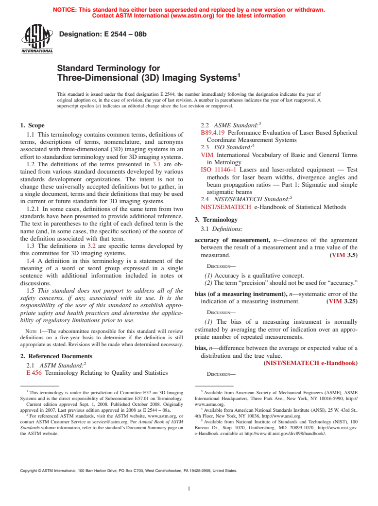 ASTM E2544-08b - Standard Terminology for Three-Dimensional (3D) Imaging Systems
