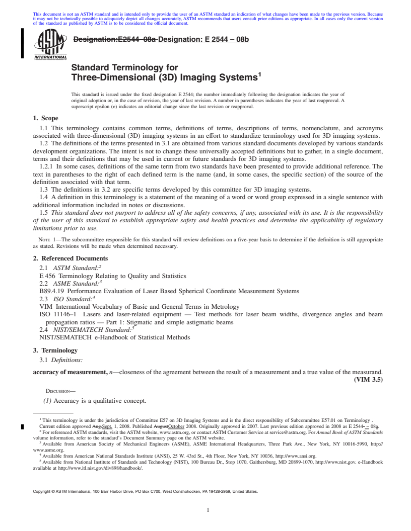 REDLINE ASTM E2544-08b - Standard Terminology for Three-Dimensional (3D) Imaging Systems