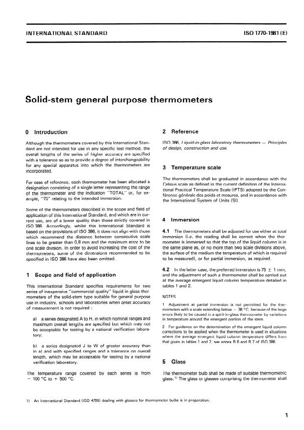 ISO 1770:1981 - Solid-stem general purpose thermometers