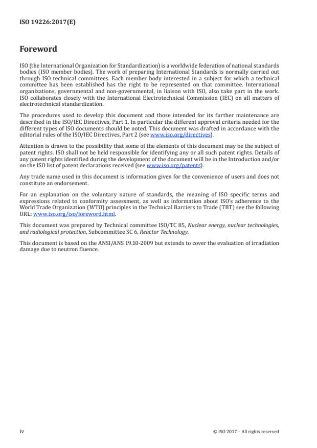 ISO 19226:2017 ISO 19226:2017 - Nuclear energy -- Determination of neutron fluence and displacement per atom (dpa) in reactor vessel and internals - Page 4 preview