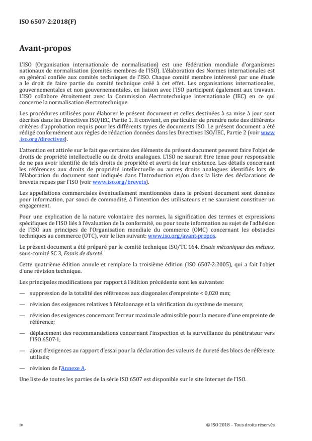 ISO 6507-2:2018 ISO 6507-2:2018 - Matériaux métalliques -- Essai de dureté Vickers - Page 4 preview