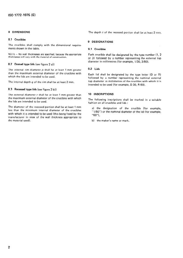 SIST ISO 1772:1995 ISO 1772:1975 - Laboratory crucibles in porcelain and silica - Page 4 preview