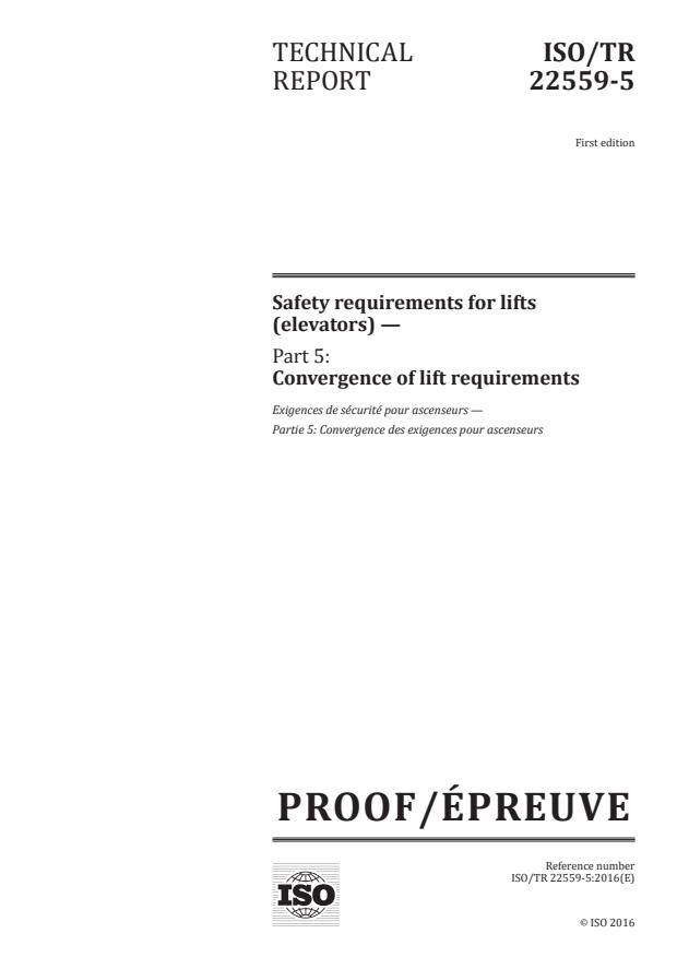 ISO/PRF TR 22559-5 - Safety requirements for lifts (elevators)