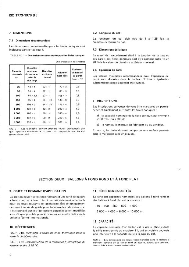 ISO 1773:1976 ISO 1773:1976 - Verrerie de laboratoire -- Fioles coniques et ballons (a col étroit) - Page 4 preview