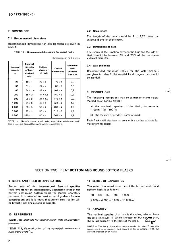 ISO 1773:1976 ISO 1773:1976 - Laboratory glassware -- Boiling flasks (narrow-necked) - Page 4 preview