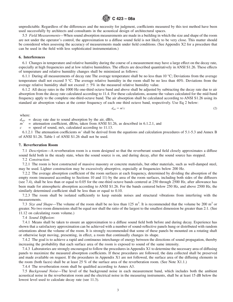 REDLINE ASTM C423-08a - Standard Test Method for Sound Absorption and Sound Absorption Coefficients by the Reverberation Room Method