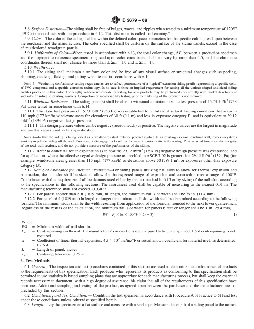 REDLINE ASTM D3679-08 - Standard Specification for  Rigid Poly(Vinyl Chloride) (PVC) Siding