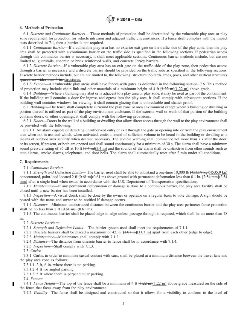 REDLINE ASTM F2049-08a - Standard Guide for Fences/Barriers for Public, Commercial, and Multi-Family Residential Use Outdoor Play Areas