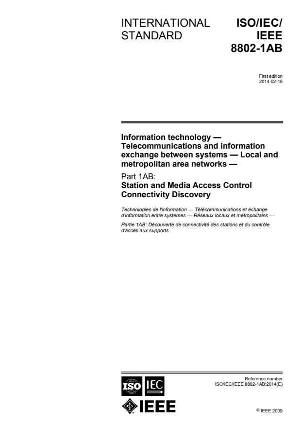 ISO/IEC/IEEE 8802-1AB:2014 - Information technology -- Telecommunications and information exchange between systems -- Local and metropolitan area networks
