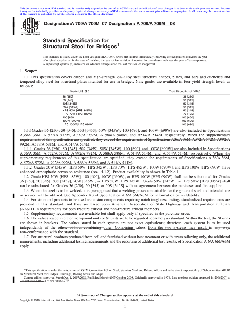 REDLINE ASTM A709/A709M-08 - Standard Specification for  Structural Steel for Bridges