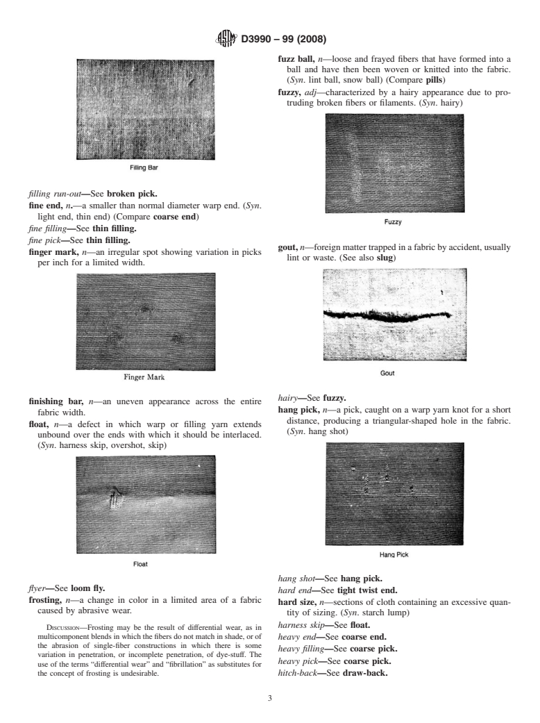 ASTM D3990-99(2008) - Standard Terminology Relating to  Fabric Defects