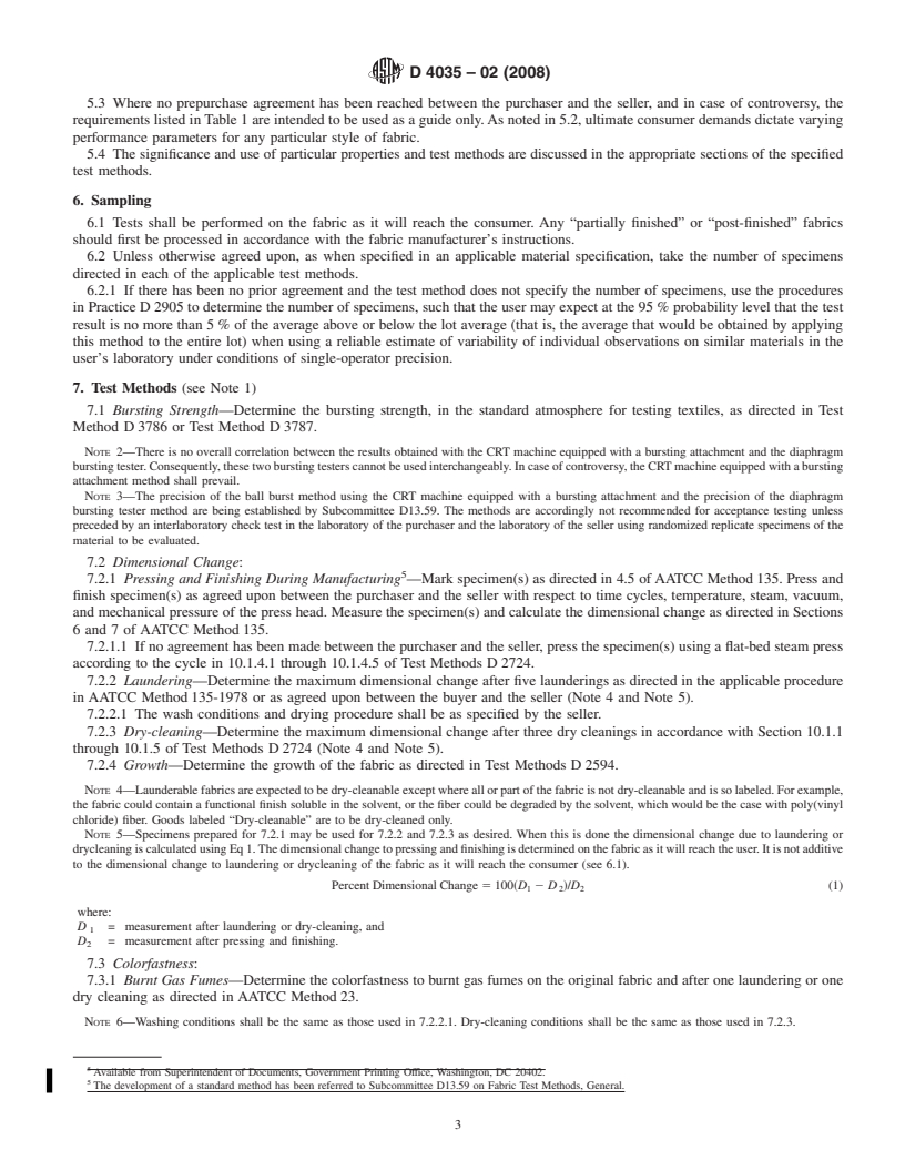 REDLINE ASTM D4035-02(2008) - Standard Performance Specification for  Knitted Necktie and Scarf Fabrics