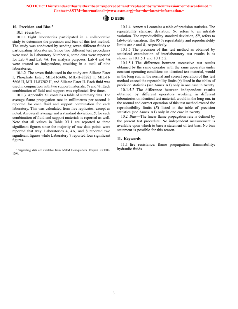 ASTM D5306-92(1997) - Standard Test Method for Linear Flame Propagation Rate of Lubricating Oils and Hydraulic Fluids