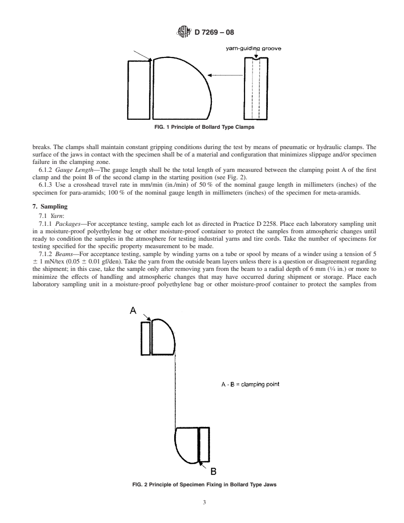 REDLINE ASTM D7269-08 - Standard Test Methods for Tensile Testing of Aramid Yarns