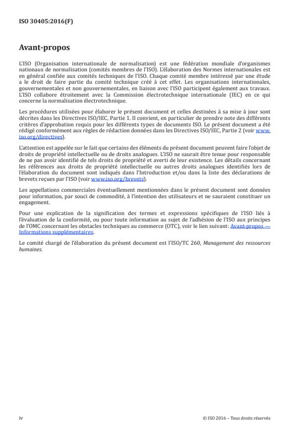 ISO 30405:2016 ISO 30405:2016 - Management des ressources humaines -- Lignes directrices relatives au recrutement - Page 4 preview