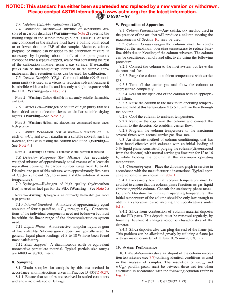 ASTM D5307-97 - Standard Test Method for Determination of Boiling Range Distribution of Crude Petroleum by Gas Chromatography