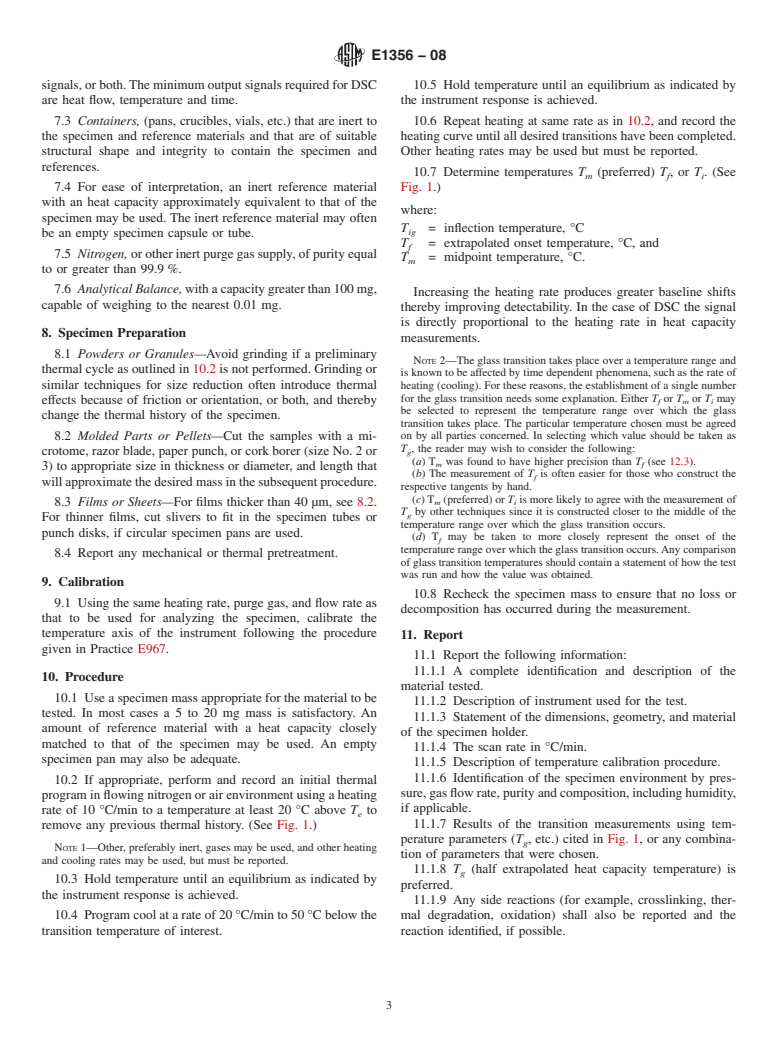 ASTM E1356-08 - Standard Test Method for Assignment of the  Glass Transition Temperatures by Differential Scanning Calorimetry