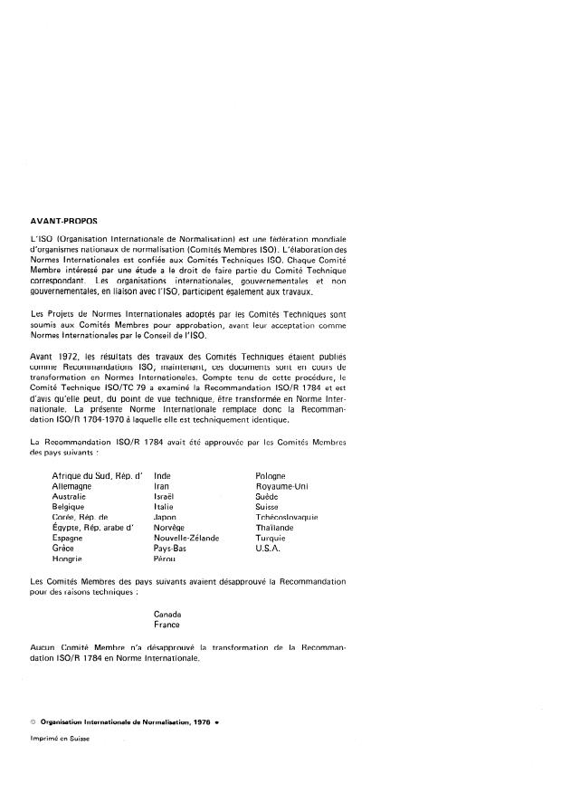 ISO 1784:1976 ISO 1784:1976 - Alliages d'aluminium -- Dosage du zinc -- Méthode titrimétrique a l'EDTA - Page 2 preview