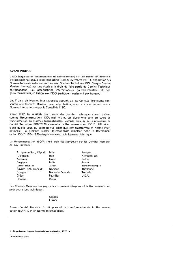 ISO 1784:1976 ISO 1784:1976 - Alliages d'aluminium -- Dosage du zinc -- Méthode titrimétrique a l'EDTA - Page 2 preview