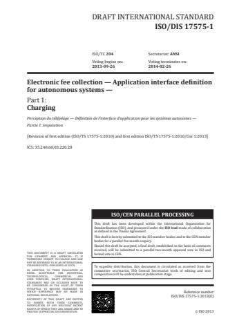 ISO 17575-1:2016 - Electronic fee collection -- Application interface definition for autonomous systems