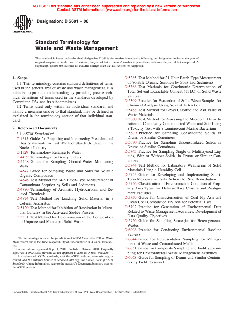 ASTM D5681-08 - Standard Terminology for Waste and Waste Management