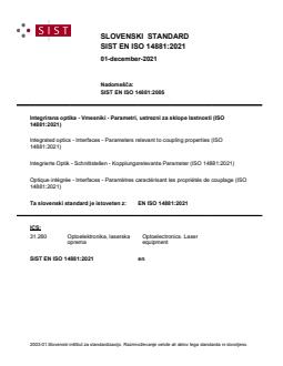 SIST EN ISO 14881:2021 - Page 1 preview