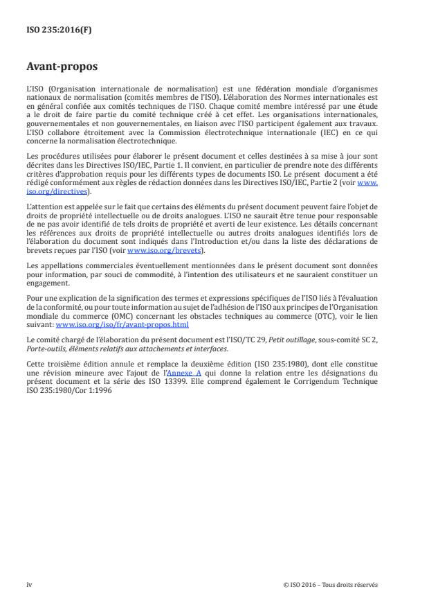 ISO 235:2016 ISO 235:2016 - Forets a queue cylindrique courts et extra-courts et forets a queue cône Morse - Page 4 preview