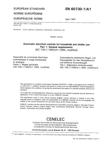 EN 60730-1:1997/A1:1999 - brez vodnega pretiska (se prestavi na sredino strani pri CLC-dokumentu)