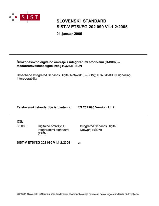V ETSI/EG 202 090 V1.1.2:2005