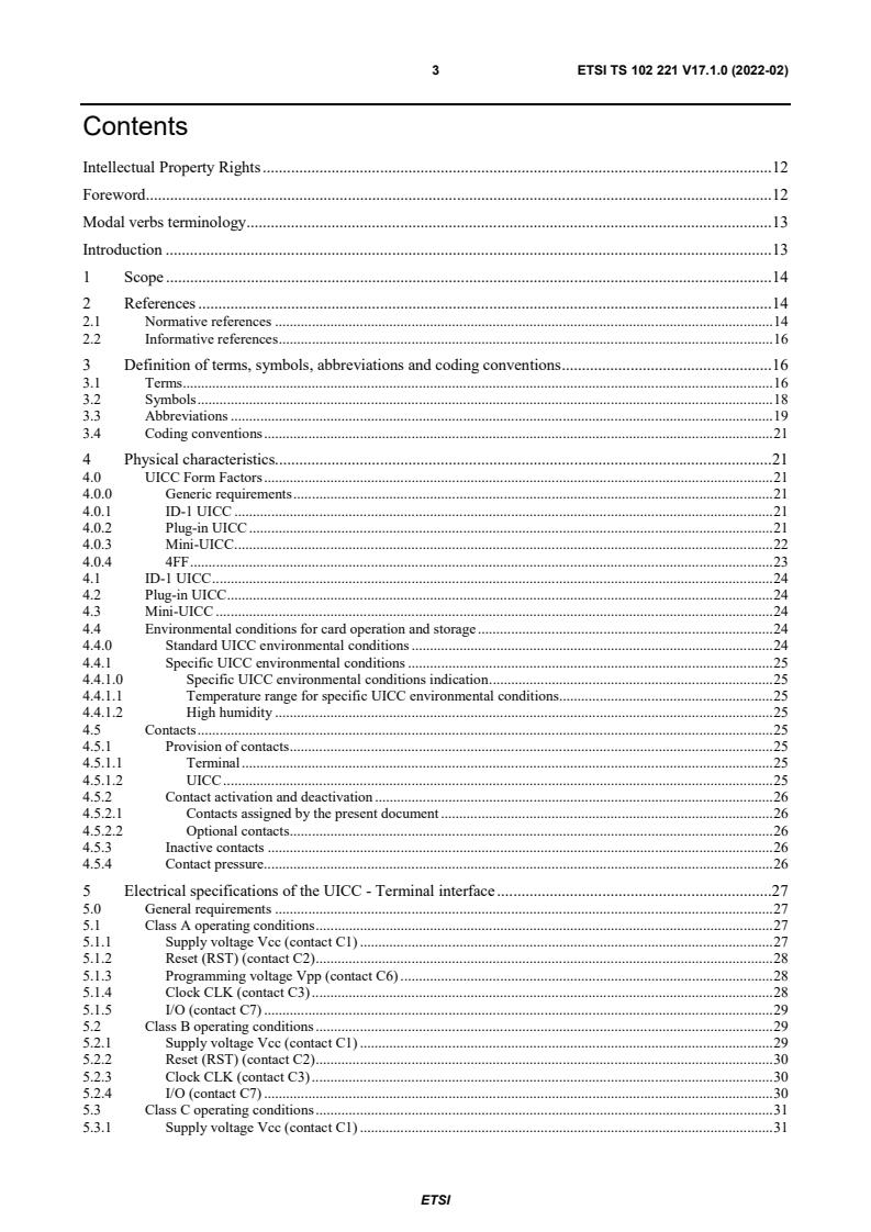 ETSI TS 102 221 V17.1.0 (2022-02) - Smart Cards; UICC-Terminal interface; Physical and logical characteristics (Release 17)