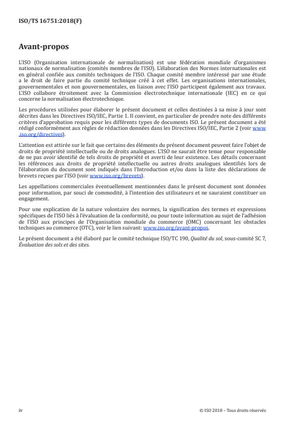 ISO/TS 16751:2018 ISO/TS 16751:2018 - Qualité du sol -- Disponibilité environnementale des composés organiques non polaires -- Détermination de la fraction potentiellement biodisponible et de la fraction non biodisponible en utilisant un agent adsorbant fort ou un agent complexant - Page 4 preview