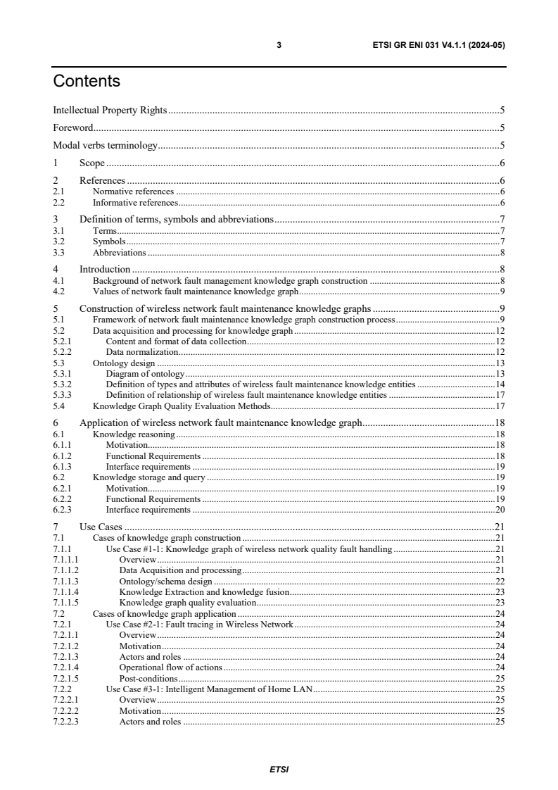 ETSI GR ENI 031 V4.1.1 (2024-05) - Experiential Networked Intelligence (ENI); Construction and application of fault maintenance network knowledge graphs