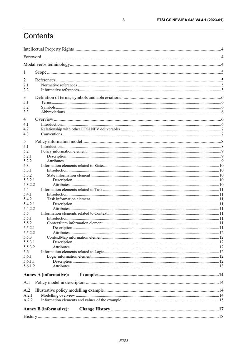 ETSI GS NFV-IFA 048 V4.4.1 (2023-01) - Network Functions Virtualisation (NFV) Release 4; Management and Orchestration; Policy Information Model Specification