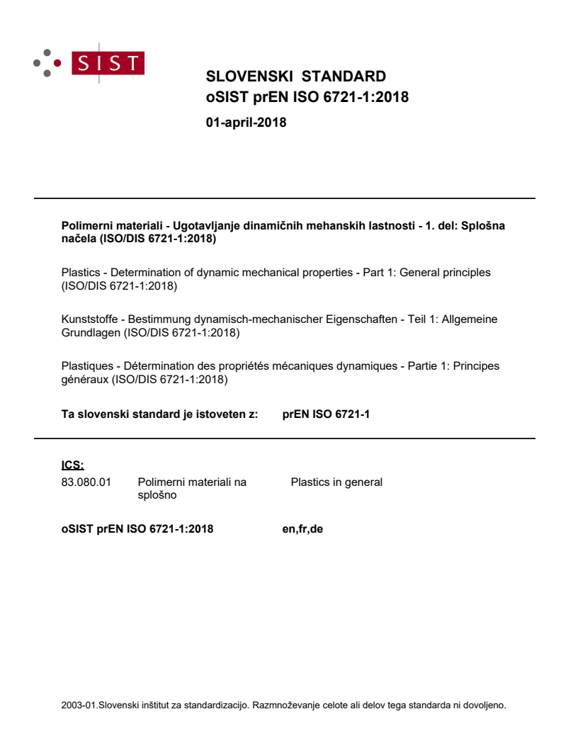 prEN ISO 6721-1:2018
