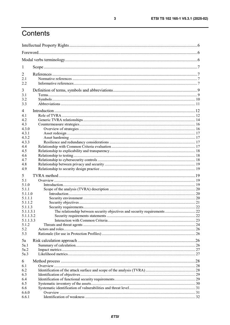 ETSI TS 102 165-1 V5.3.1 (2025-02) - Cyber Security (CYBER); Methods and protocols; Part 1: Method and pro forma for Threat, Vulnerability, Risk Analysis (TVRA)