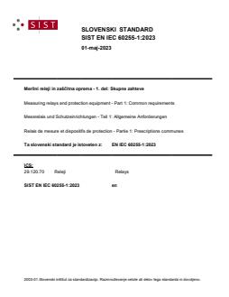 EN IEC 60255-1:2023 EN IEC 60255-1:2023 - Page 1 preview