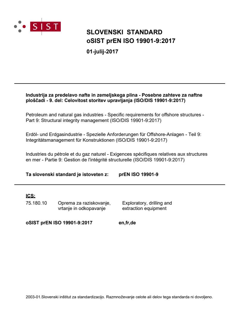 prEN ISO 19901-9:2017 - BARVE