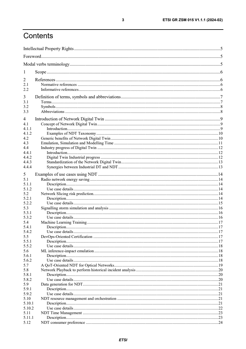 ETSI GR ZSM 015 V1.1.1 (2024-02) - Zero-touch network and Service Management (ZSM); Network Digital Twin